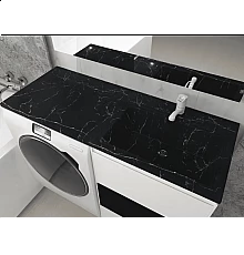 Раковина над стиральной машиной Uperwood Марсал (120 см, правая, черный мрамор)