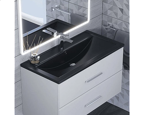 Приобрести Раковина кварцевая для ванной Uperwood Foster Quartz (90 см, черная матовая, уголь) в магазине сантехники Santeh-Crystal.ru