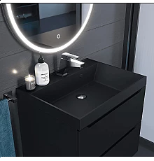 Раковина кварцевая для ванной Uperwood Classic Quartz (60 см, черная матовая, уголь)