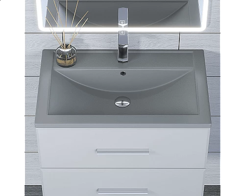 Приобрести Раковина кварцевая для ванной Uperwood Foster Quartz (70 см, серая матовая, бетон) в магазине сантехники Santeh-Crystal.ru