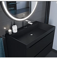 Раковина кварцевая для ванной Uperwood Classic Quartz (80 см, черная матовая, уголь)