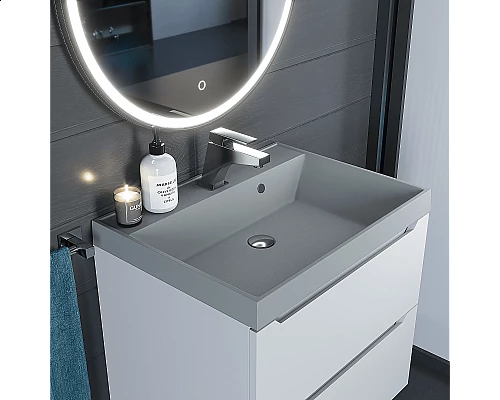 Приобрести Раковина кварцевая для ванной Uperwood Classic Quartz (60 см, серая матовая, платина) в магазине сантехники Santeh-Crystal.ru