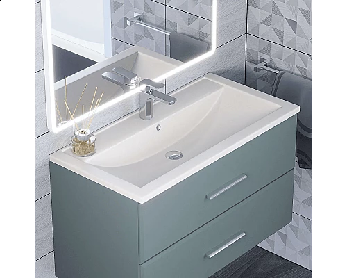 Купить Раковина кварцевая для ванной Uperwood Foster Quartz (90 см, белая матовая, жасмин) в магазине сантехники Santeh-Crystal.ru