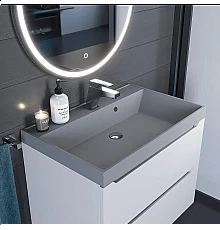 Раковина кварцевая для ванной Uperwood Classic Quartz (70 см, серая матовая, бетон)