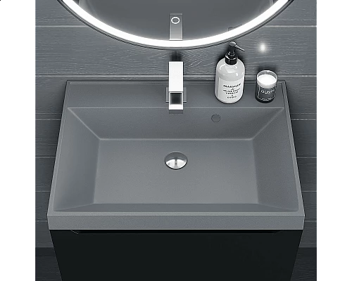 Купить Раковина кварцевая для ванной Uperwood Classic Quartz (60 см, серая матовая, бетон) в магазине сантехники Santeh-Crystal.ru