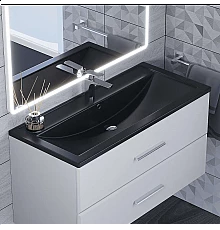 Раковина кварцевая для ванной Uperwood Foster Quartz (100 см, черная матовая, уголь)