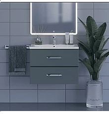 Тумба под раковину для ванной комнаты Uperwood Foster (70 см, подвесная, серый графит)