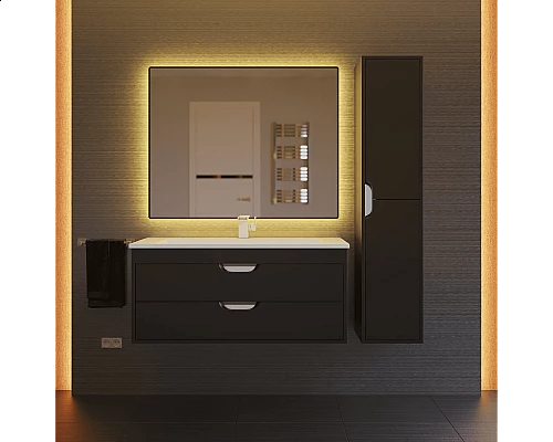 Купить Тумба с раковиной для ванной Uperwood Modul (100 см, подвесная, матовая, черная) в магазине сантехники Santeh-Crystal.ru