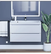 Тумба с раковиной для ванной Uperwood Tanos (90 см, подвесная, матовая, белая)