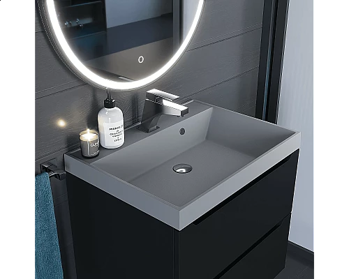 Купить Раковина кварцевая для ванной Uperwood Classic Quartz (60 см, серая матовая, бетон) в магазине сантехники Santeh-Crystal.ru