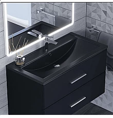 Раковина кварцевая для ванной Uperwood Foster Quartz (90 см, черная матовая, космос)