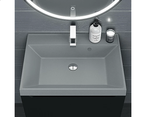 Приобрести Раковина кварцевая для ванной Uperwood Classic Quartz (60 см, серая матовая, платина) в магазине сантехники Santeh-Crystal.ru