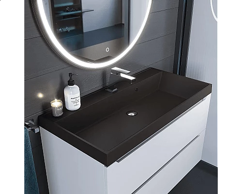 Купить Раковина кварцевая для ванной Uperwood Classic Quartz (90 см, коричневая матовая, трюфель) в магазине сантехники Santeh-Crystal.ru