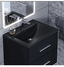 Раковина кварцевая для ванной Uperwood Foster Quartz (60 см, черная матовая, космос)