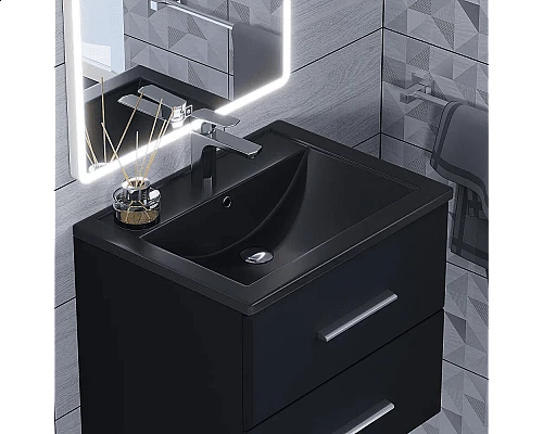 Купить Раковина кварцевая для ванной Uperwood Foster Quartz (60 см, черная матовая, космос) в магазине сантехники Santeh-Crystal.ru