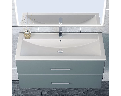 Купить Раковина кварцевая для ванной Uperwood Foster Quartz (100 см, белая матовая, жасмин) в магазине сантехники Santeh-Crystal.ru