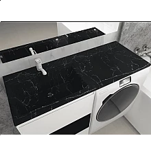 Раковина над стиральной машиной Uperwood Марсал (120 см, левая, черный мрамор)