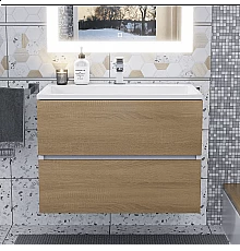 Тумба под раковину для ванной Uperwood Barsa (70 см, подвесная, белая/дуб сонома)