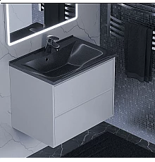 Раковина для ванной полувстраиваемая Uperwood Elen (65 см, с декоративной накладкой, черный металл)