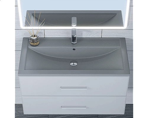 Приобрести Раковина кварцевая для ванной Uperwood Foster Quartz (80 см, серая матовая, бетон) в магазине сантехники Santeh-Crystal.ru