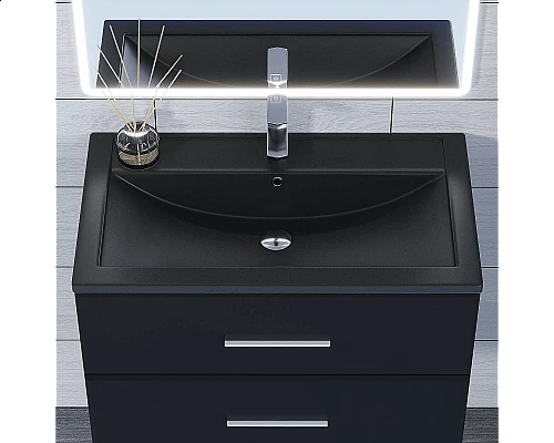 Купить Раковина кварцевая для ванной Uperwood Foster Quartz (80 см, черная матовая, космос) в магазине сантехники Santeh-Crystal.ru