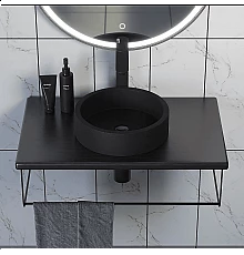 Комплект столешница для ванной Uperwood Tanos (с накладной раковиной Round и кронштейнами 70 см, бук темный)