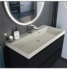 Раковина кварцевая для ванной Uperwood Classic Quartz (90 см, бежевая матовая, лён)