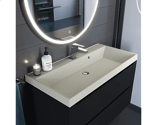 Приобрести Раковина кварцевая для ванной Uperwood Classic Quartz (90 см, бежевая матовая, лён) в магазине сантехники Santeh-Crystal.ru