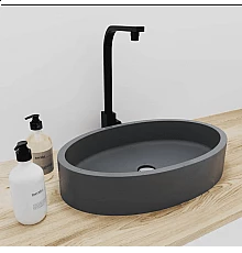 Раковина для ванной комнаты накладная Uperwood Rome (55x35 см, овальная, графит)