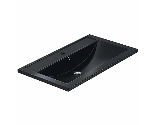 Купить Раковина кварцевая для ванной Uperwood Foster Quartz (80 см, черная матовая, уголь) в магазине сантехники Santeh-Crystal.ru