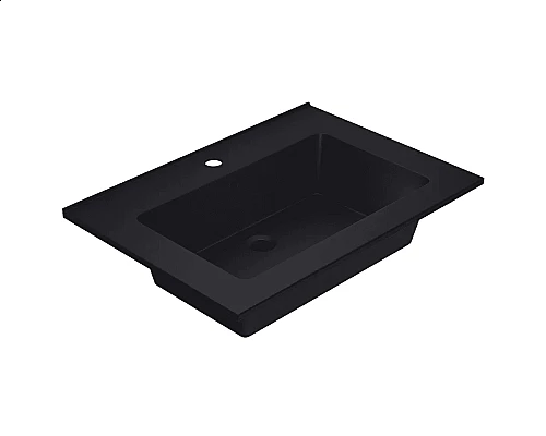 Приобрести Раковина для ванной полувстраиваемая Uperwood Parma Quartz (65 см, черная матовая, уголь) в магазине сантехники Santeh-Crystal.ru