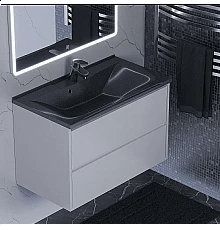 Раковина для ванной полувстраиваемая Uperwood Elen (80 см, с декоративной накладкой, черный металл)