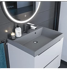 Раковина кварцевая для ванной Uperwood Classic Quartz (60 см, серая матовая, бетон)