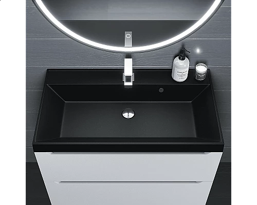 Купить Раковина кварцевая для ванной Uperwood Classic Quartz (80 см, черная матовая, космос) в магазине сантехники Santeh-Crystal.ru