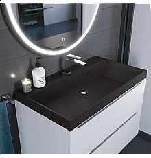 Раковина кварцевая для ванной Uperwood Classic Quartz (80 см, коричневая матовая, трюфель)