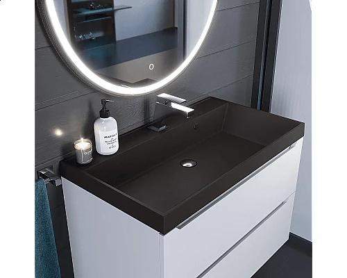 Заказать Раковина кварцевая для ванной Uperwood Classic Quartz (80 см, коричневая матовая, трюфель) в магазине сантехники Santeh-Crystal.ru