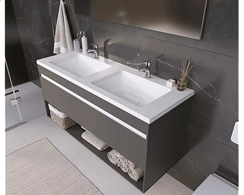 Заказать Раковина для ванной полувстраиваемая Uperwood Modul (120 см, двойная, прямоугольная) в магазине сантехники Santeh-Crystal.ru