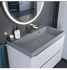 Раковина кварцевая для ванной Uperwood Classic Quartz (80 см, серая матовая, бетон)