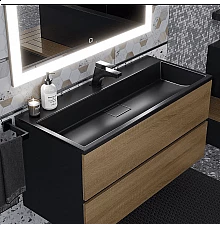 Раковина для ванной полувстраиваемая Uperwood Barsa (100 см, прямоугольная, черная)
