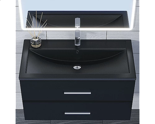 Приобрести Раковина кварцевая для ванной Uperwood Foster Quartz (90 см, черная матовая, космос) в магазине сантехники Santeh-Crystal.ru