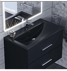 Раковина кварцевая для ванной Uperwood Foster Quartz (80 см, черная матовая, космос)