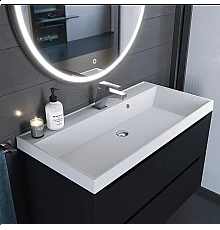 Раковина кварцевая для ванной Uperwood Classic Quartz (90 см, белая матовая, жасмин)