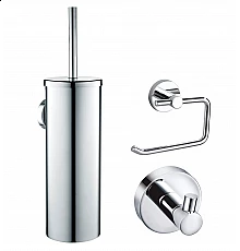 Набор аксессуаров из 3 предметов (крючок, держатель для бумаги, ершик) WONZON & WOGHAND, Хром (WW-8100-CR)
