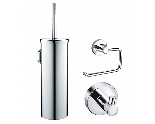 Набор аксессуаров из 3 предметов (крючок, держатель для бумаги, ершик) WONZON & WOGHAND, Хром (WW-8100-CR)