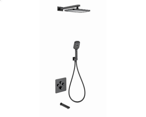 Душевая система с термостатом встраиваемая WONZON & WOGHAND, Черный матовый (WW-B4005-MB)