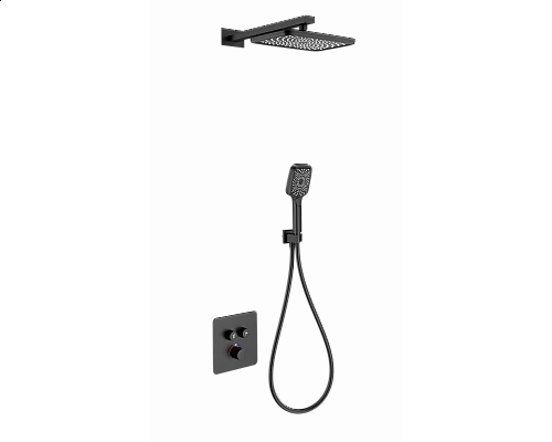 Душевая система с термостатом встраиваемая WONZON & WOGHAND, Черный матовый (WW-B4003-MB)