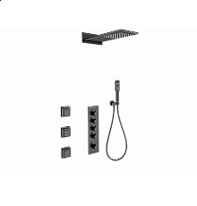 Душевая система с термостатом встраиваемая WONZON & WOGHAND, Черный матовый (WW-D4100-MB)
