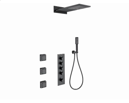 Душевая система с термостатом встраиваемая WONZON & WOGHAND, Черный матовый (WW-D4100-MB)