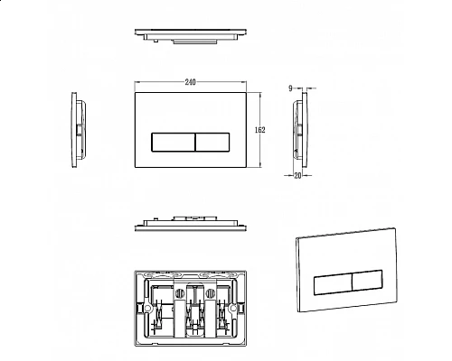 Кнопка смыва для инсталляции WONZON & WOGHAND, Черный матовый (WW-IB224-MB)