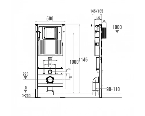 Система инсталляции для унитаза WONZON & WOGHAND пневматическая (WW-TI743A-H)